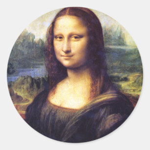 Pegatina Redonda Mona Lisa, Leonardo da Vinci