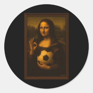 Pegatina Redonda Mona Lisa Loves Soccer 