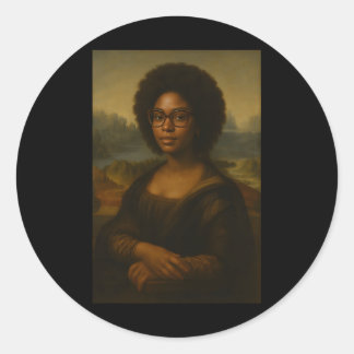 Pegatina Redonda Mona Lisa Negra Afroamericana Estadounidense Histo