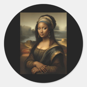 Pegatina Redonda Mona Lisa Negra Historia Negra Estadounidense Mon