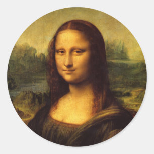 Pegatina Redonda Mona Lisa por Leonardo da Vinci