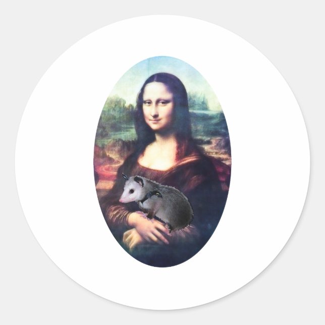 Pegatina Redonda Mona Lisa Possum (Anverso)