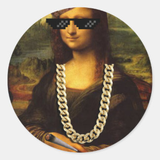 Pegatina Redonda Mona Lisa Thug Life Art Life