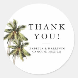 Pegatina Redonda MONA Minimalista Palm Tree Beach Ocean