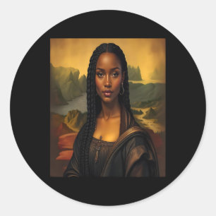 Pegatina Redonda Mona Negra Lisa Historia Negra Reina Africana 1