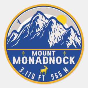 Pegatina Redonda Monadnock New Hampshire Vintage Souvenirs