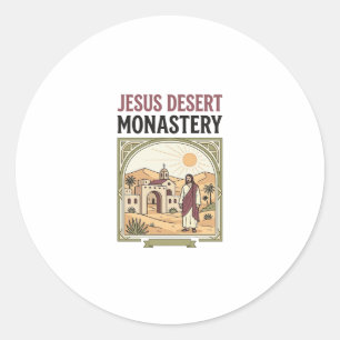Pegatina Redonda Monasterio del Desierto de Jesús Monasterio del De