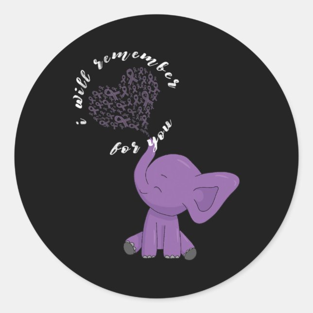 Pegatina Redonda Monat I End Purple Bow Elephant (Anverso)