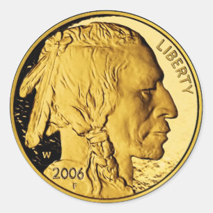 Pegatina Redonda Moneda Americana Búfalo Prueba Gold Bullion 2006