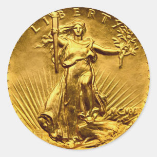 Pegatina Redonda Moneda antigua del dólar de la libertad