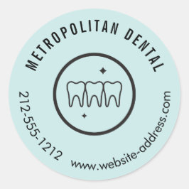 Pegatina Redonda Moneda con el logotipo negro de los dientes modern