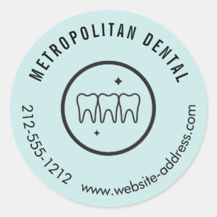 Pegatina Redonda Moneda con el logotipo negro de los dientes modern