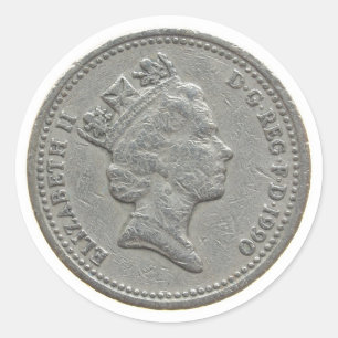 Pegatina Redonda Moneda de 1 euro