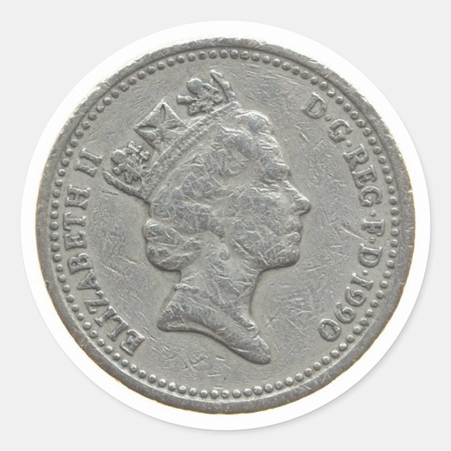 Pegatina Redonda Moneda de 1 euro (Anverso)