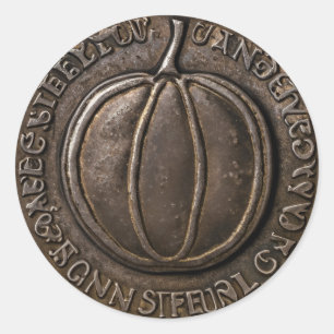 Pegatina Redonda Moneda de calabaza antigua