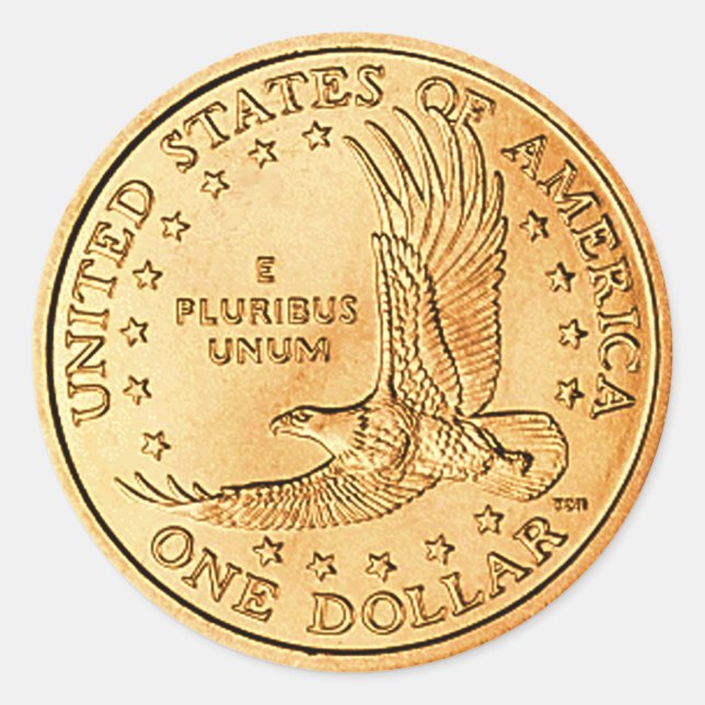 Pegatina Redonda Moneda de dólar EE. UU. (Anverso)