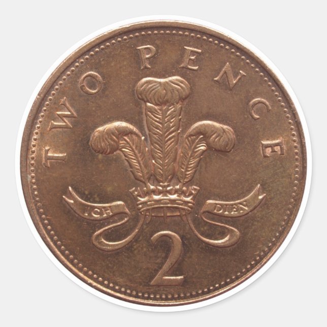 Pegatina Redonda Moneda de dos pentes (Anverso)