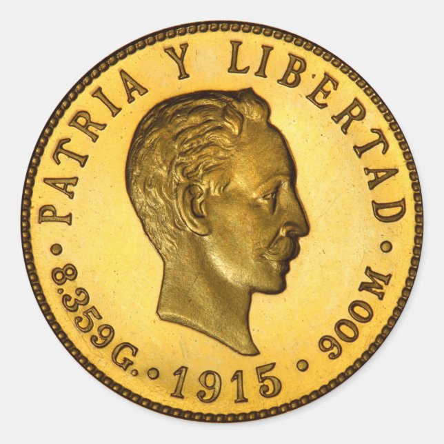 Pegatina Redonda Moneda de José Martí (1915) (Anverso)