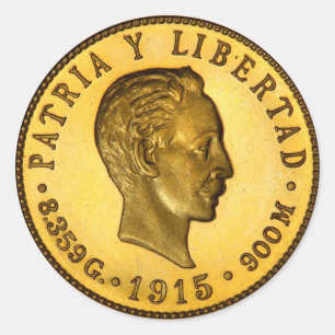Pegatina Redonda Moneda de José Martí (1915)