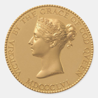 Pegatina Redonda Moneda de la Reina Victoria