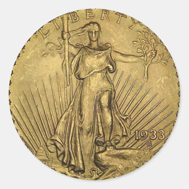 PEGATINA REDONDA MONEDA DE LIBERTAD (Anverso)