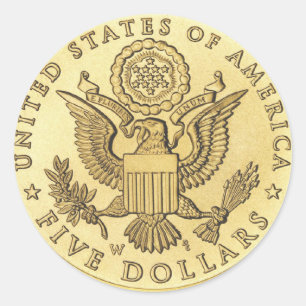 Pegatina Redonda Moneda de oro
