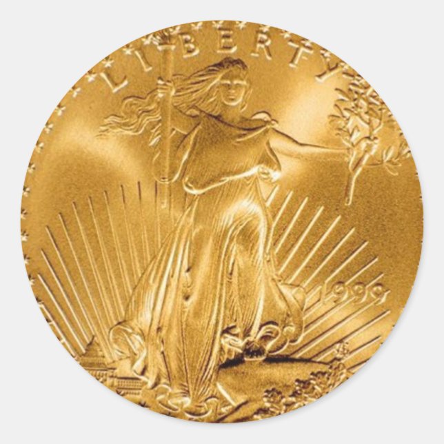 Pegatina Redonda Moneda de oro de Walking Liberty (Anverso)