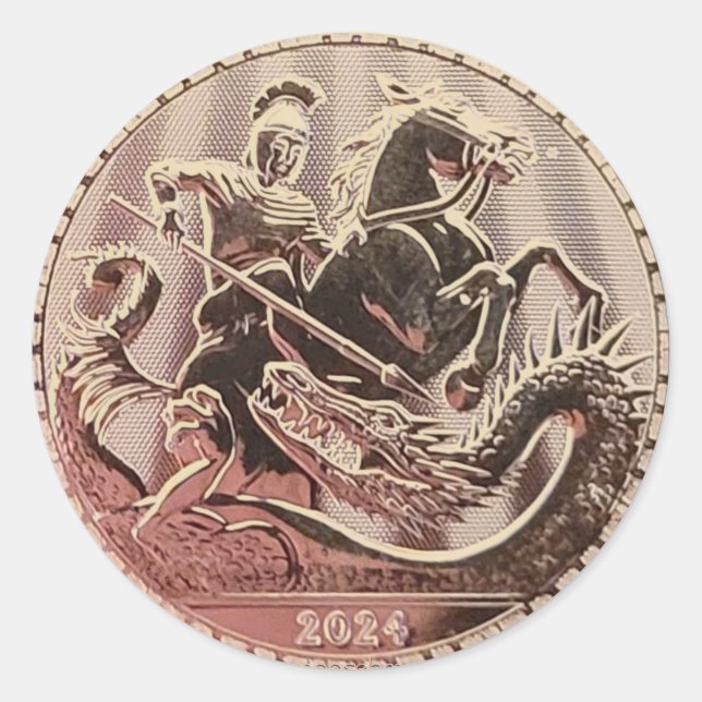 Pegatina Redonda Moneda de San Jorge de 2024 (Anverso)