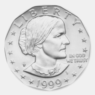 Pegatina Redonda Moneda de Susan B. Anthony Dollar