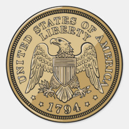 Pegatina Redonda Moneda del Águila de la Libertad de los Estados Un