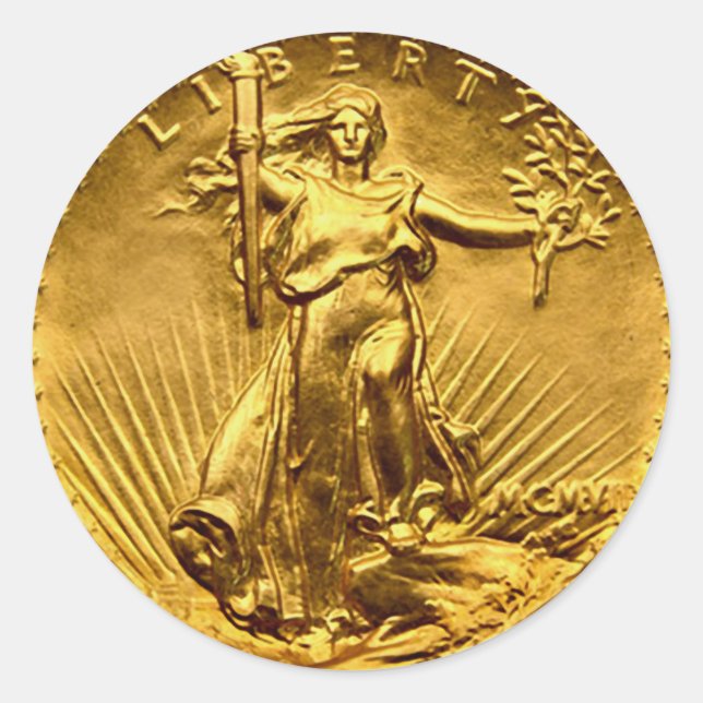 Pegatina Redonda Moneda del dólar de la antigua libertad (Anverso)