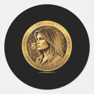 Pegatina Redonda Moneda Meme De Trump Y Melania Lanza Trum