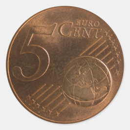 Pegatina Redonda Moneda Moneda Euro 5 Céntimos