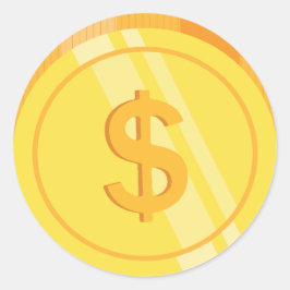 Pegatina Redonda Monedas de Dólar Dorado