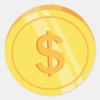 Pegatina Redonda Monedas de Dólar Dorado