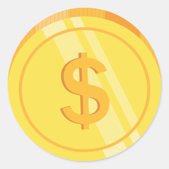 Pegatina Redonda Monedas de Dólar Dorado (Anverso)