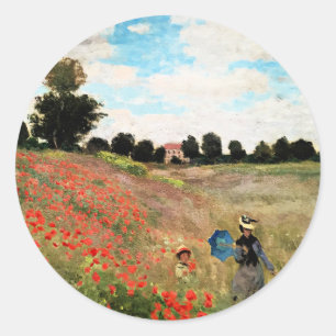 Pegatina Redonda Monet - Amapolas silvestres cerca de Argenteuil,