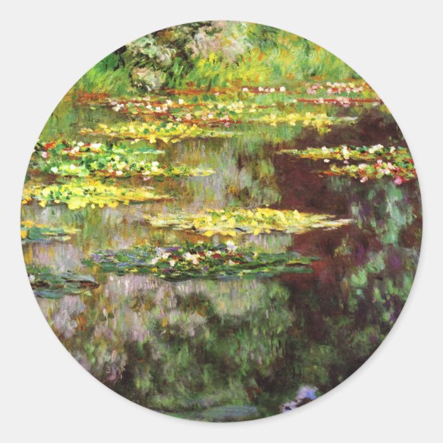 Pegatina Redonda Monet Bella Artes, Pegatinas de Waterlilies (Anverso)