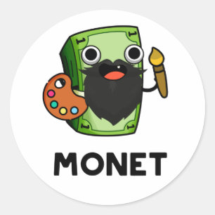 Pegatina Redonda Monet Cute Artite Money Pun