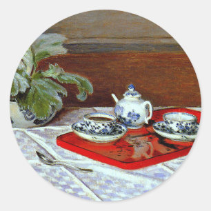 Pegatina Redonda Monet: El juego de té