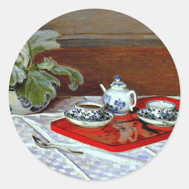 Pegatina Redonda Monet: El juego de té (Anverso)