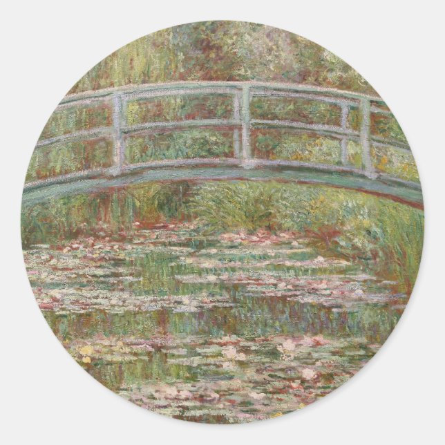 Pegatina Redonda Monet French Bridge Giverney (Anverso)