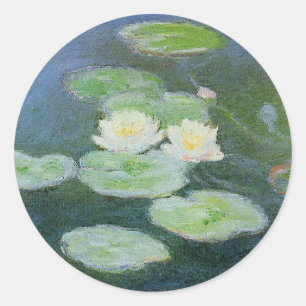 Pegatina Redonda Monet - Lilies de agua, efecto nocturno,