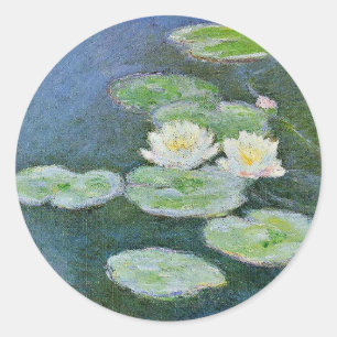 Pegatina Redonda Monet - Lilies de agua, efecto nocturno