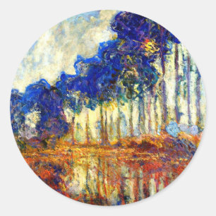 Pegatina Redonda Monet - Los álamos en otoño