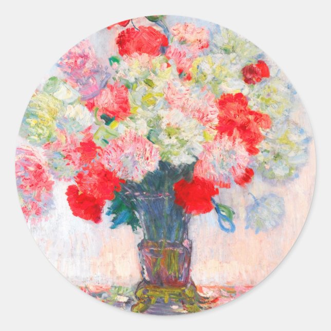 Pegatina Redonda Monet Peonies (Anverso)