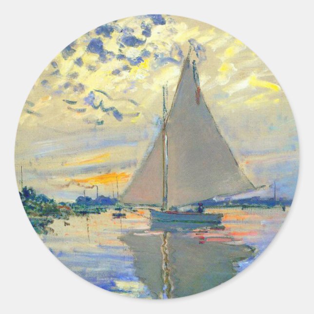 Pegatina Redonda Monet Sailboat en Le Petit-Gennevilliers (Anverso)