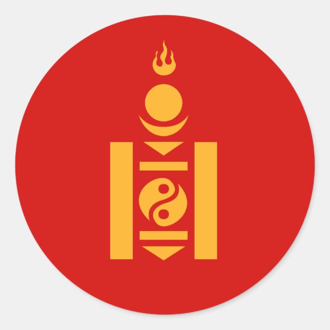 Pegatina Redonda Mongolia (Anverso)