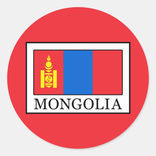 Pegatina Redonda Mongolia (Anverso)