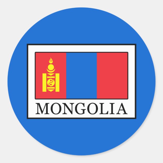 Pegatina Redonda Mongolia (Anverso)